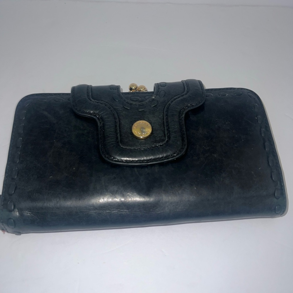 BADGLEY MISCHKA Black Snap Wallet Vegan Leather Flap Coin Card Slots